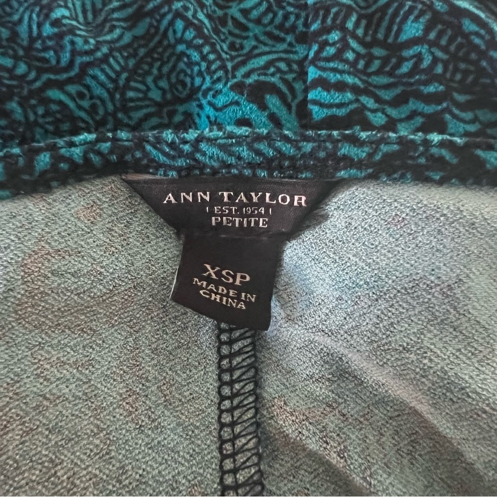 Ann Taylor Extra Small Petite Dress Turquoise Boat Neck Roushing gorgeous ZZ - Picture 9 of 10